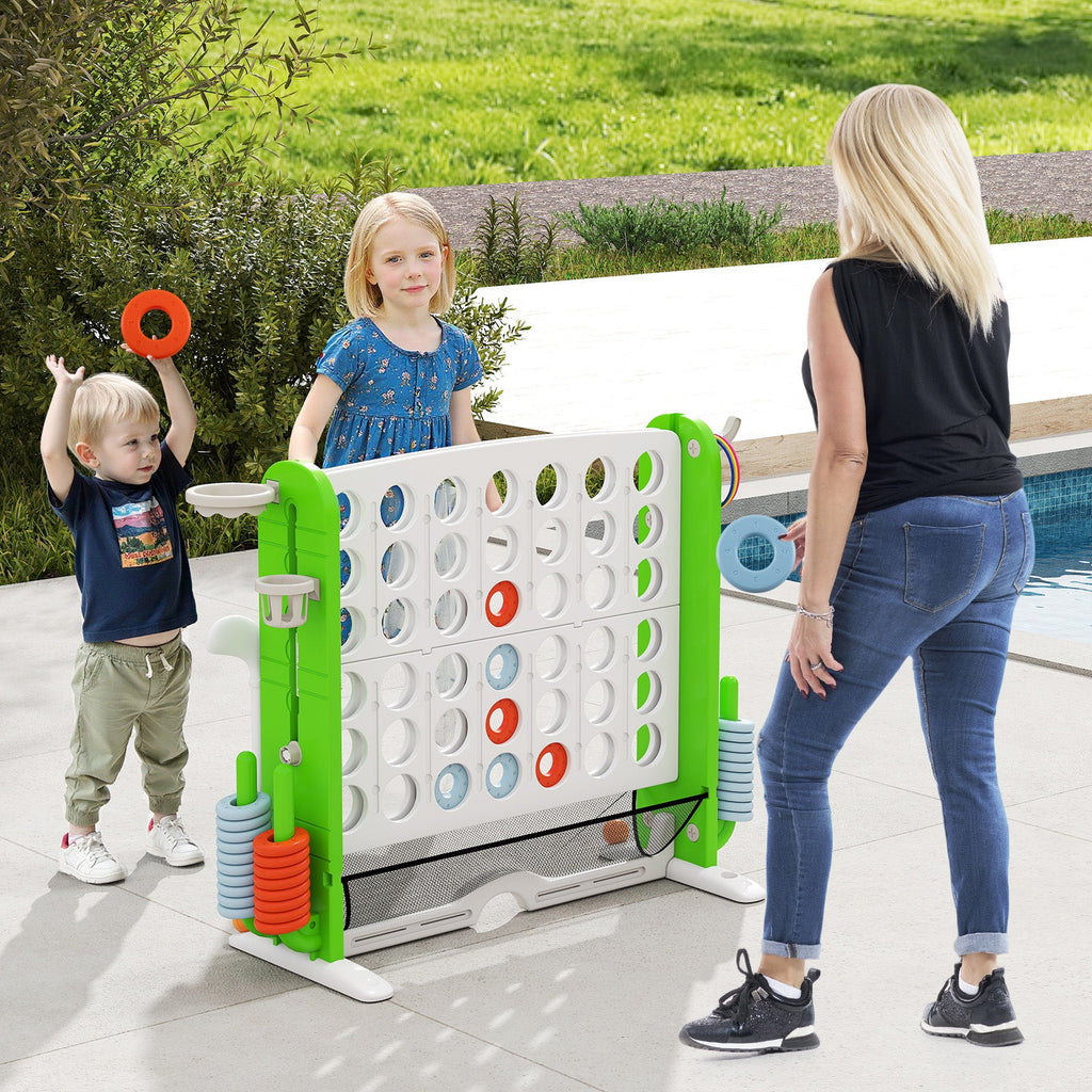 Jumbo 4-to-Score Game with Ring-toss and Basketball Hoop