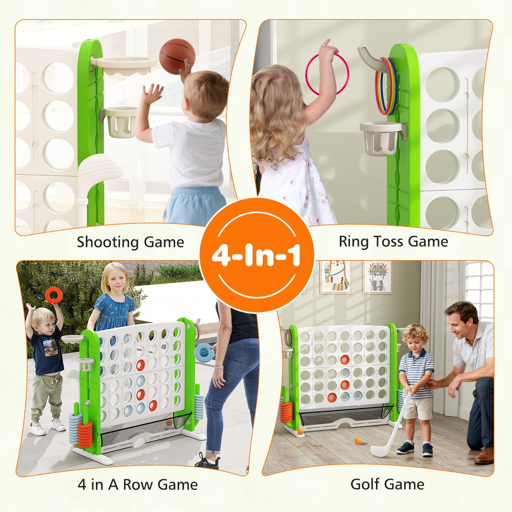 Jumbo 4-to-Score Game with Ring-toss and Basketball Hoop