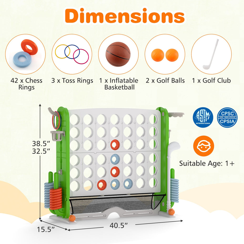 Jumbo 4-to-Score Game with Ring-toss and Basketball Hoop