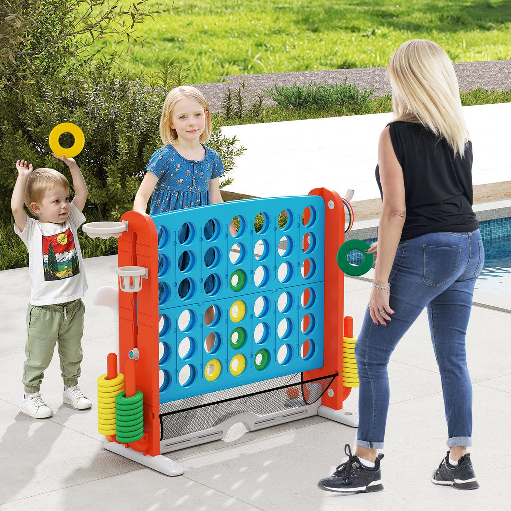 Jumbo 4-to-Score Game with Ring-toss and Basketball Hoop