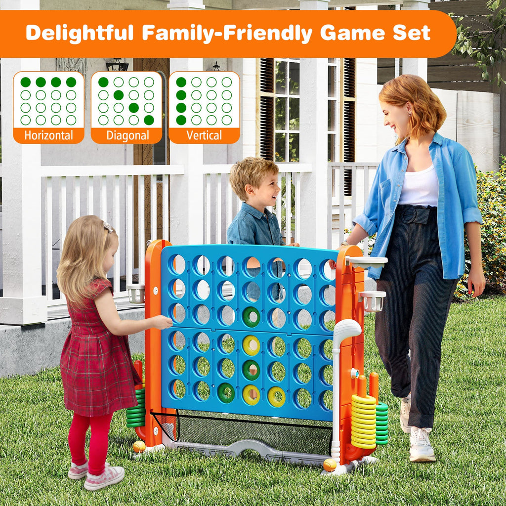 Jumbo 4-to-Score Game with Ring-toss and Basketball Hoop