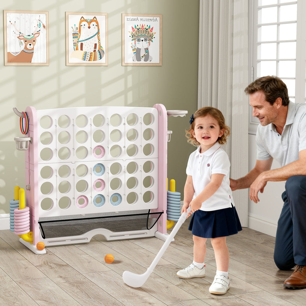Jumbo 4-to-Score Game with Ring-toss and Basketball Hoop