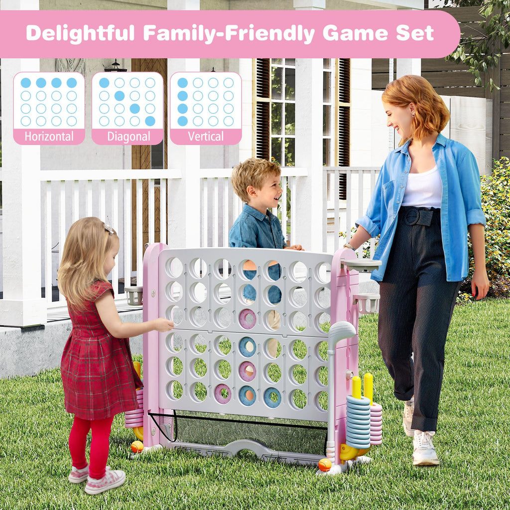 Jumbo 4-to-Score Game with Ring-toss and Basketball Hoop
