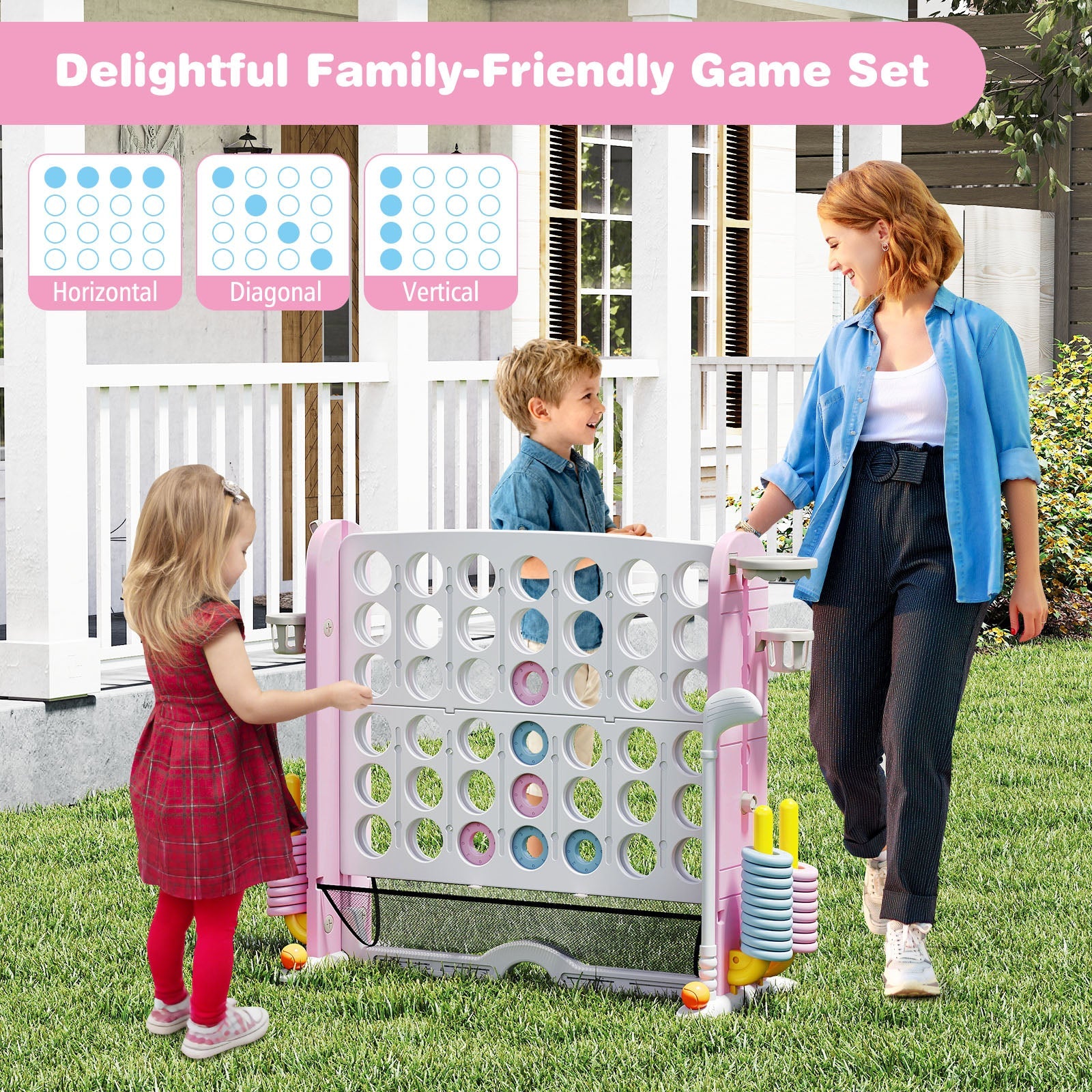 Jumbo 4-to-Score Game with Ring-toss and Basketball Hoop