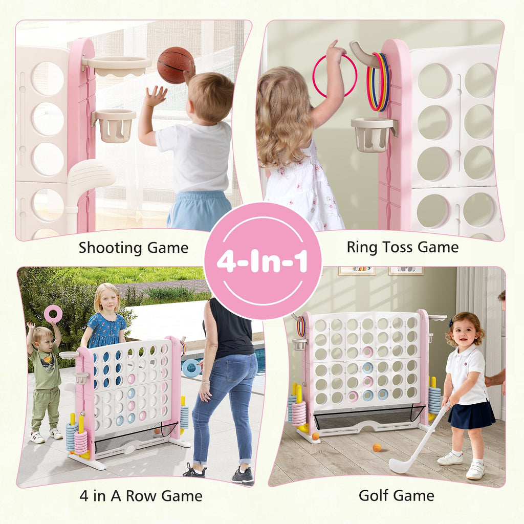 Jumbo 4-to-Score Game with Ring-toss and Basketball Hoop