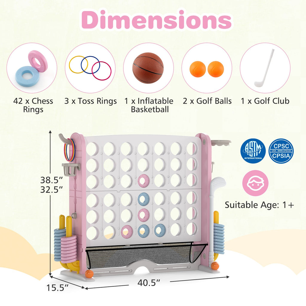 Jumbo 4-to-Score Game with Ring-toss and Basketball Hoop