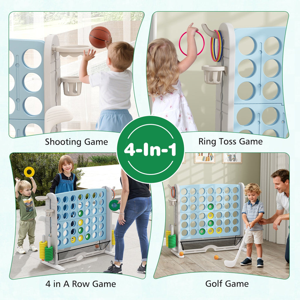 Jumbo 4-to-Score Game with Ring-toss and Basketball Hoop