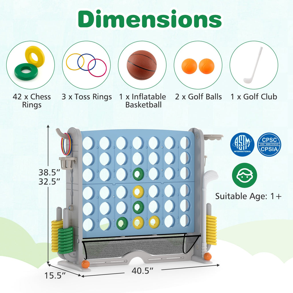 Jumbo 4-to-Score Game with Ring-toss and Basketball Hoop