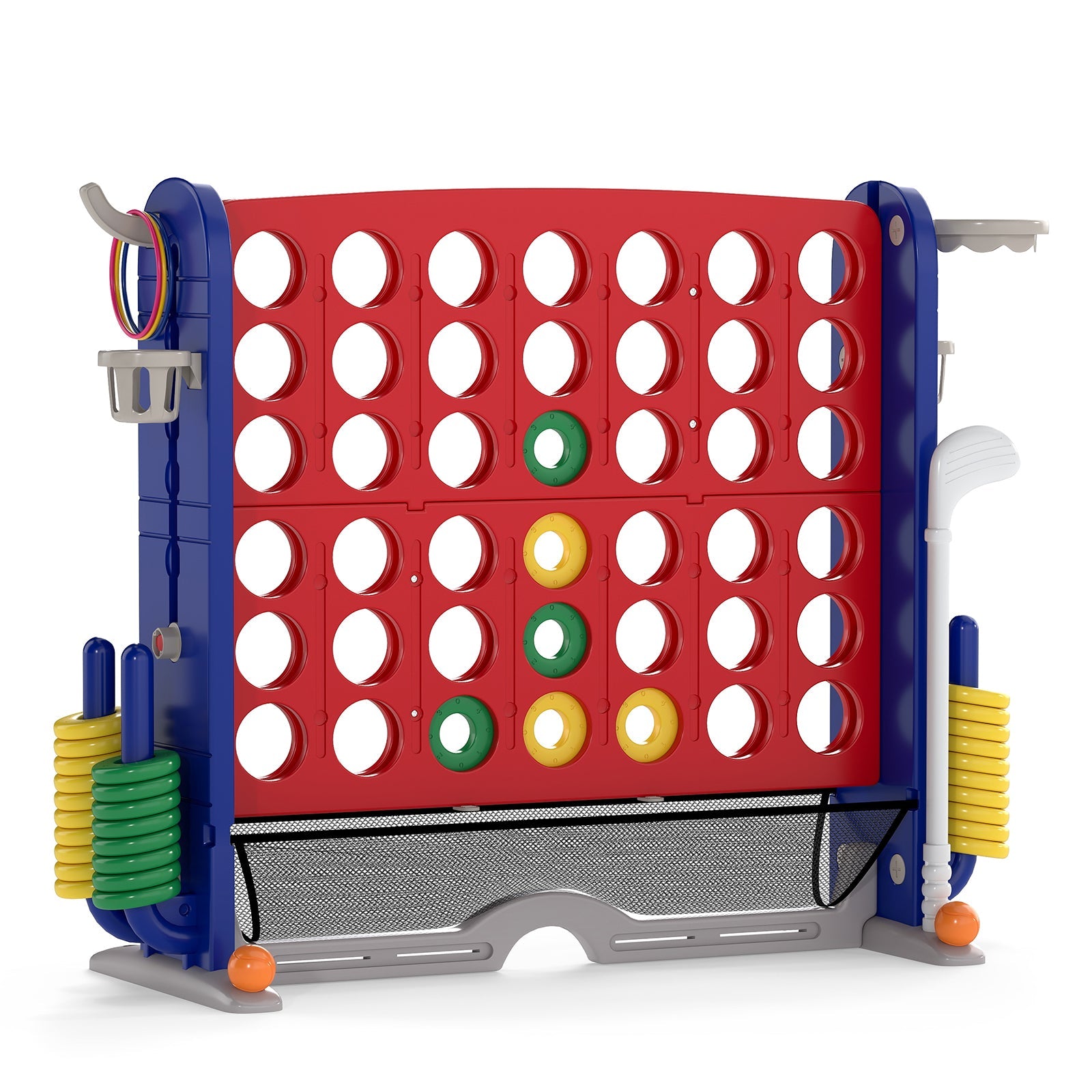 Jumbo 4-to-Score Game with Ring-toss and Basketball Hoop
