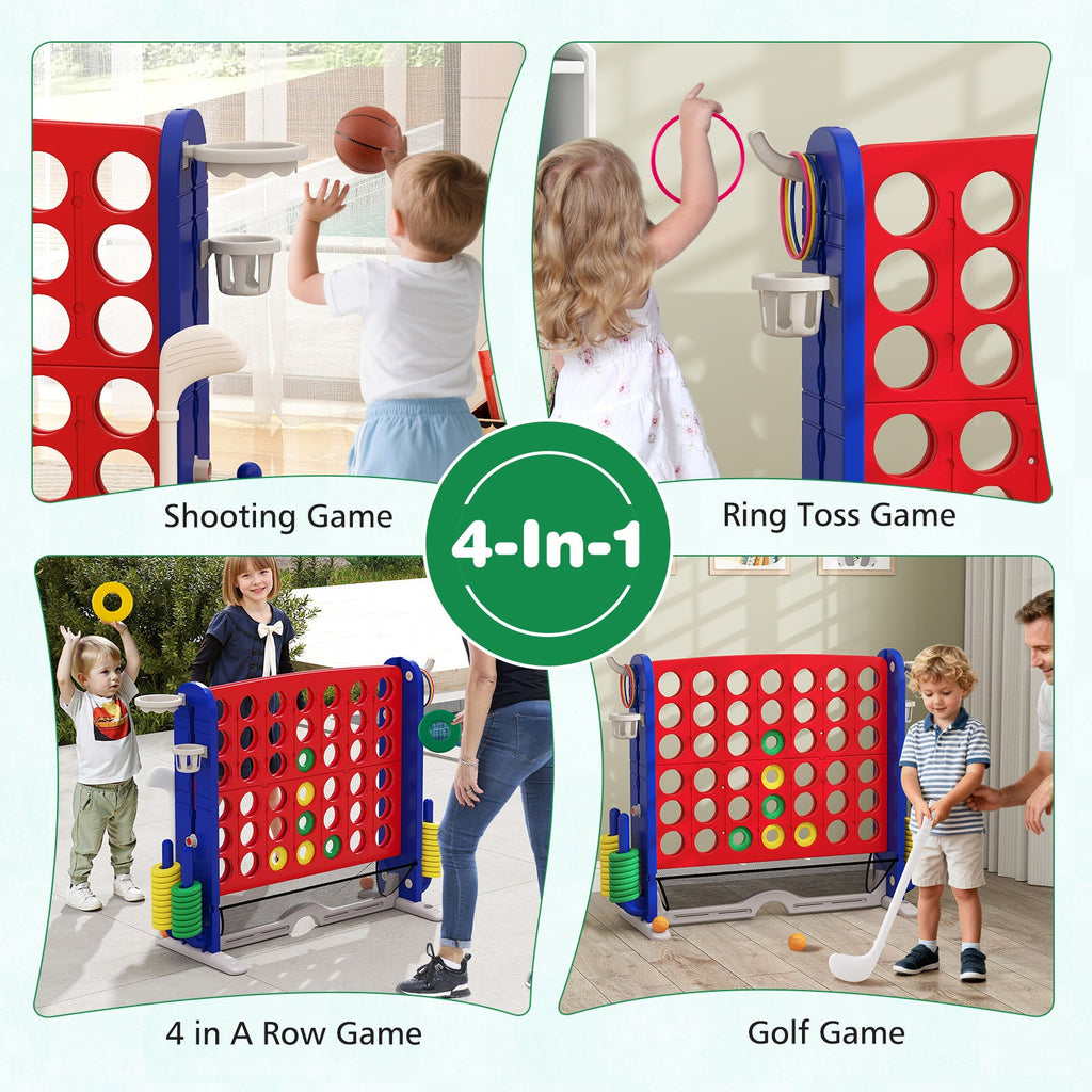 Jumbo 4-to-Score Game with Ring-toss and Basketball Hoop