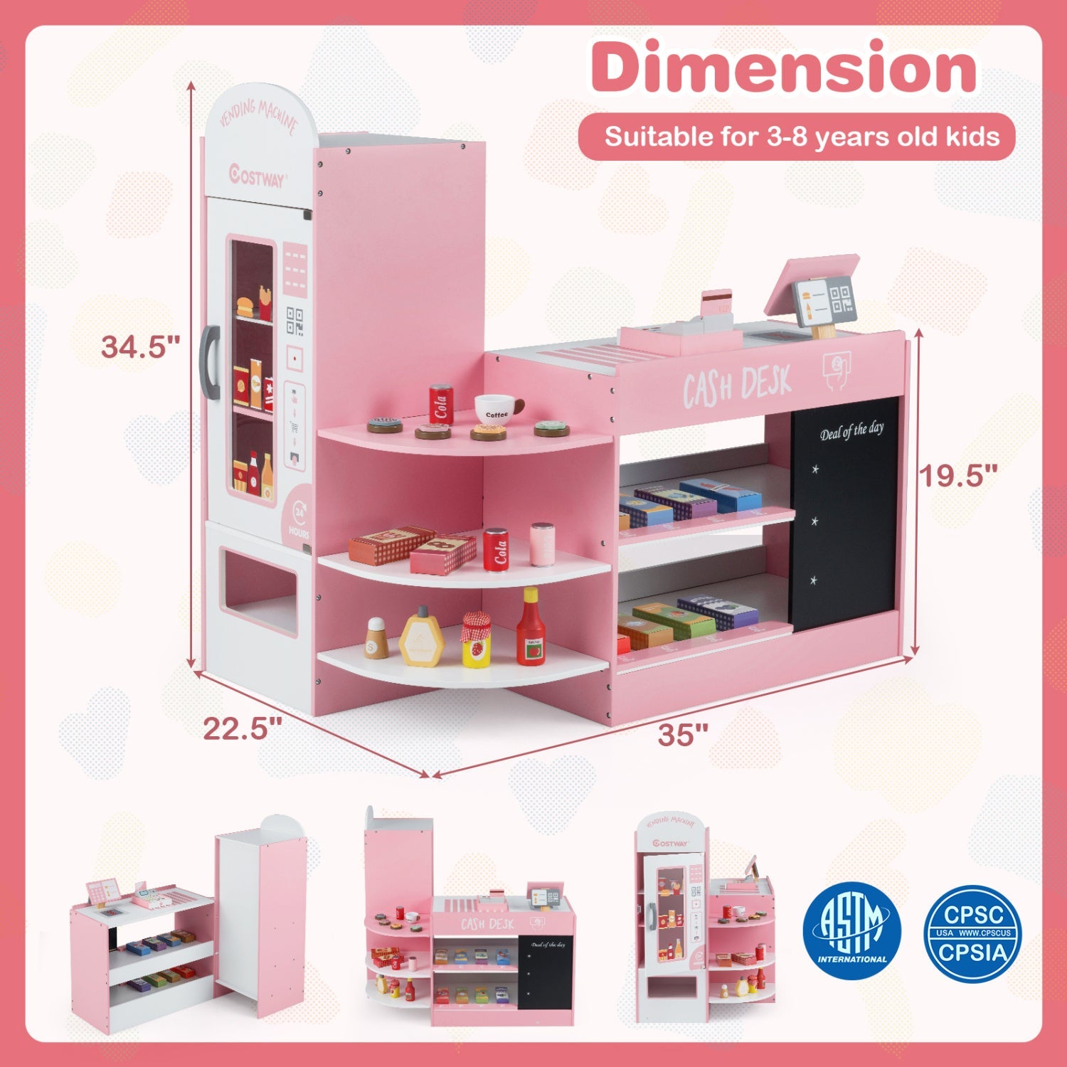 Kids Grocery Store Playset with Cash Register & POS Machine