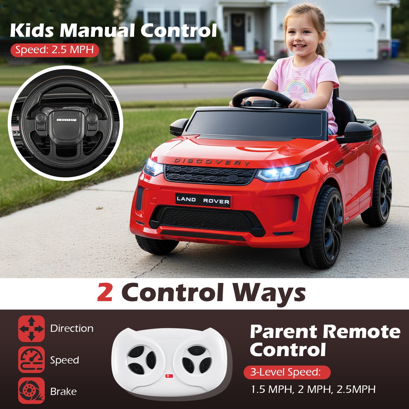 Licensed Land Rover Kids Ride on Car 12V Battery Powered Kids Electric Car