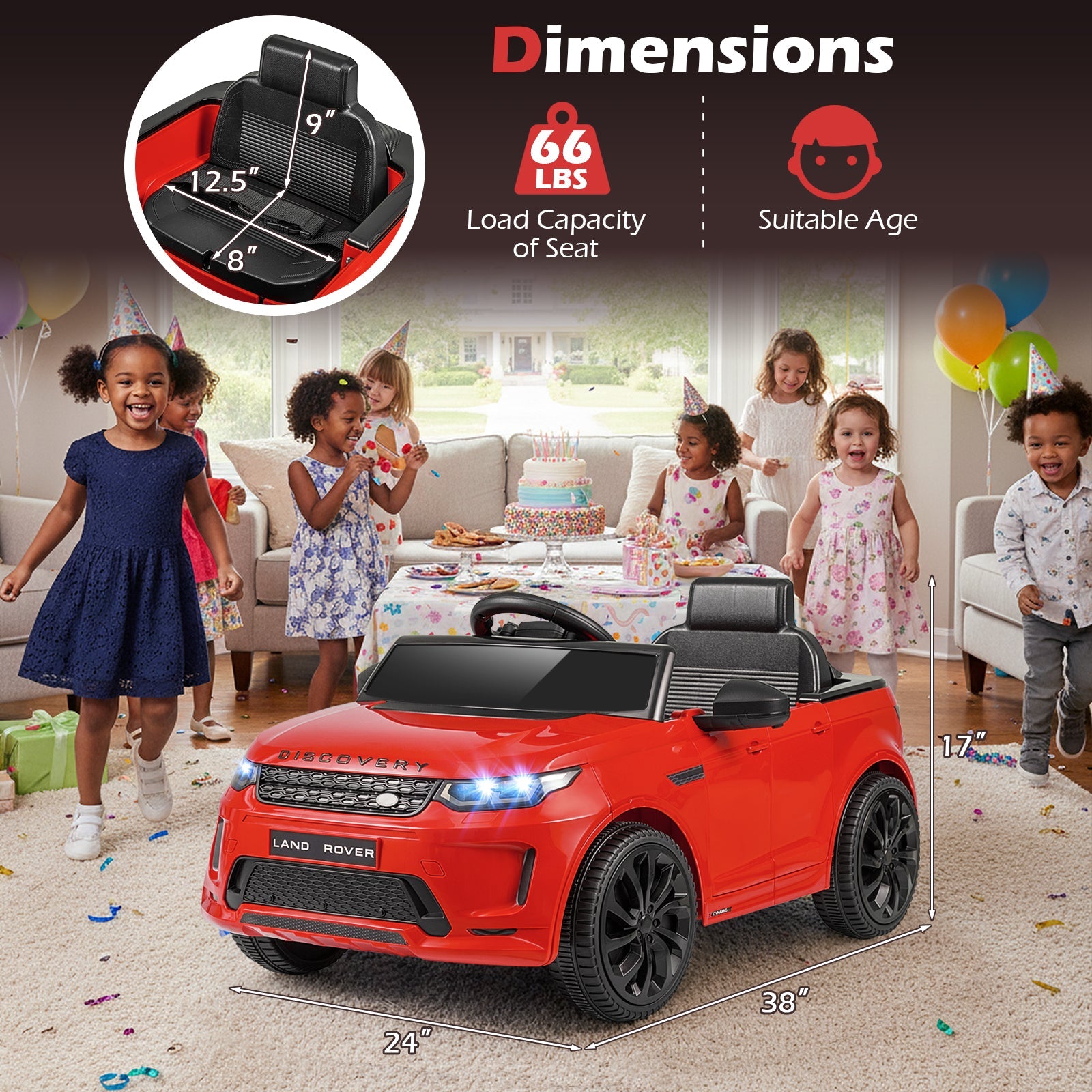 Licensed Land Rover Kids Ride on Car 12V Battery Powered Kids Electric Car