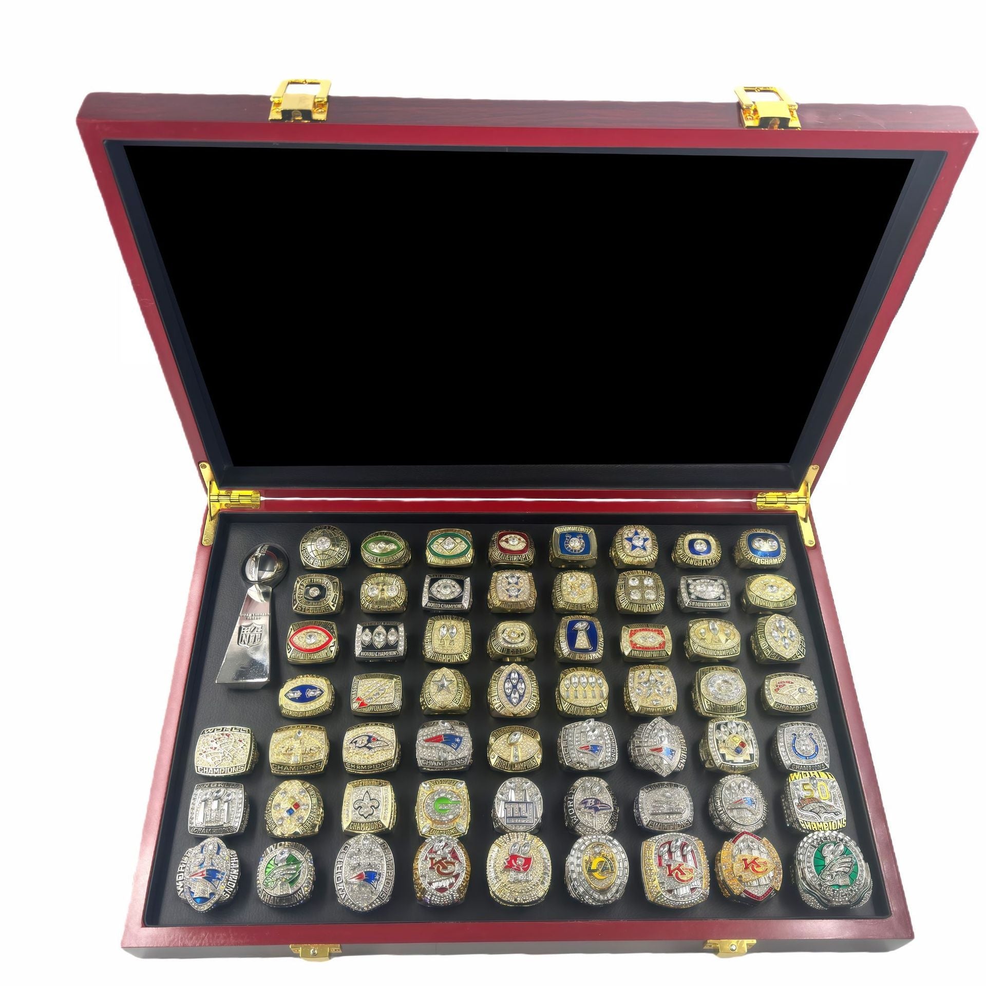 Complete 59-Piece Super Bowl Championship Ring Collection (1966–2024) | The Ultimate NFL Grand Set with Luxury Display Case