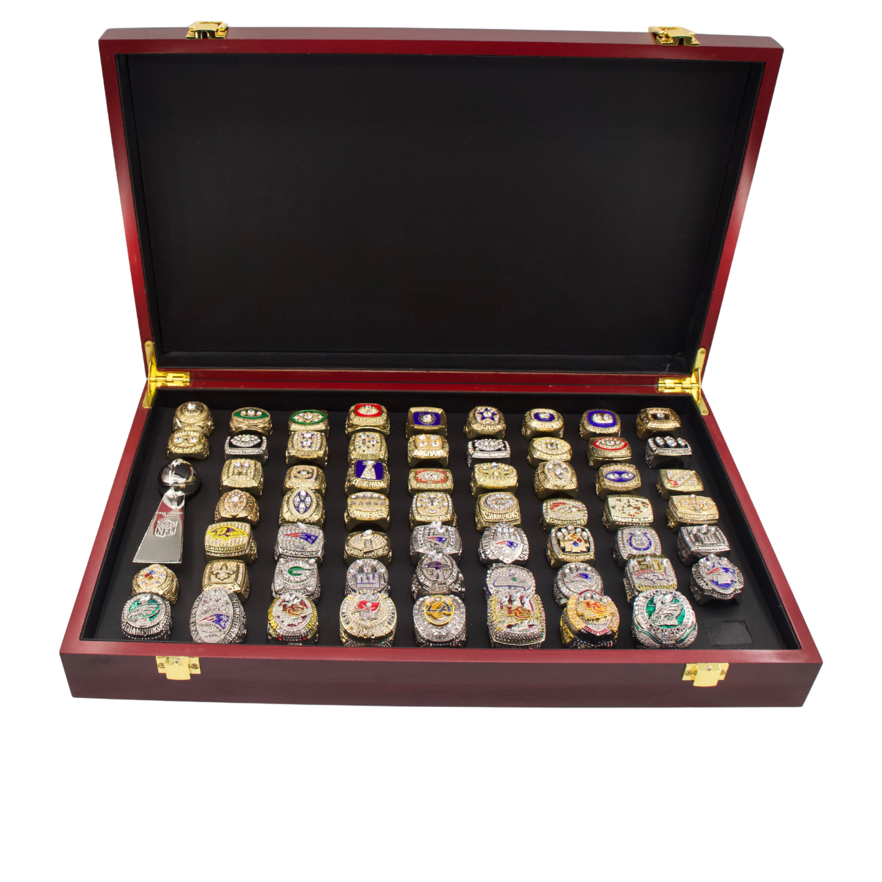 Complete 59-Piece Super Bowl Championship Ring Collection (1966–2024) | The Ultimate NFL Grand Set with Luxury Display Case