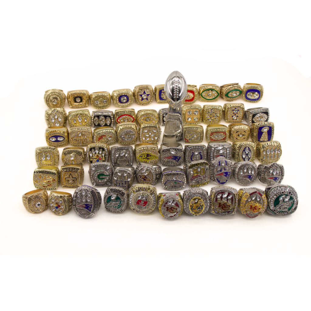 Complete 59-Piece Super Bowl Championship Ring Collection (1966–2024) | The Ultimate NFL Grand Set with Luxury Display Case
