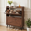 Narrow Shoe Cabinet with Flip Drawers and Adjustable Shelves