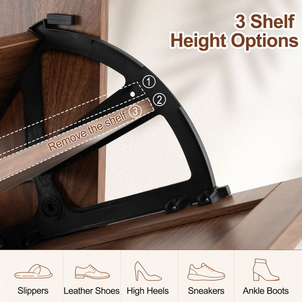 Narrow Shoe Cabinet with Flip Drawers and Adjustable Shelves