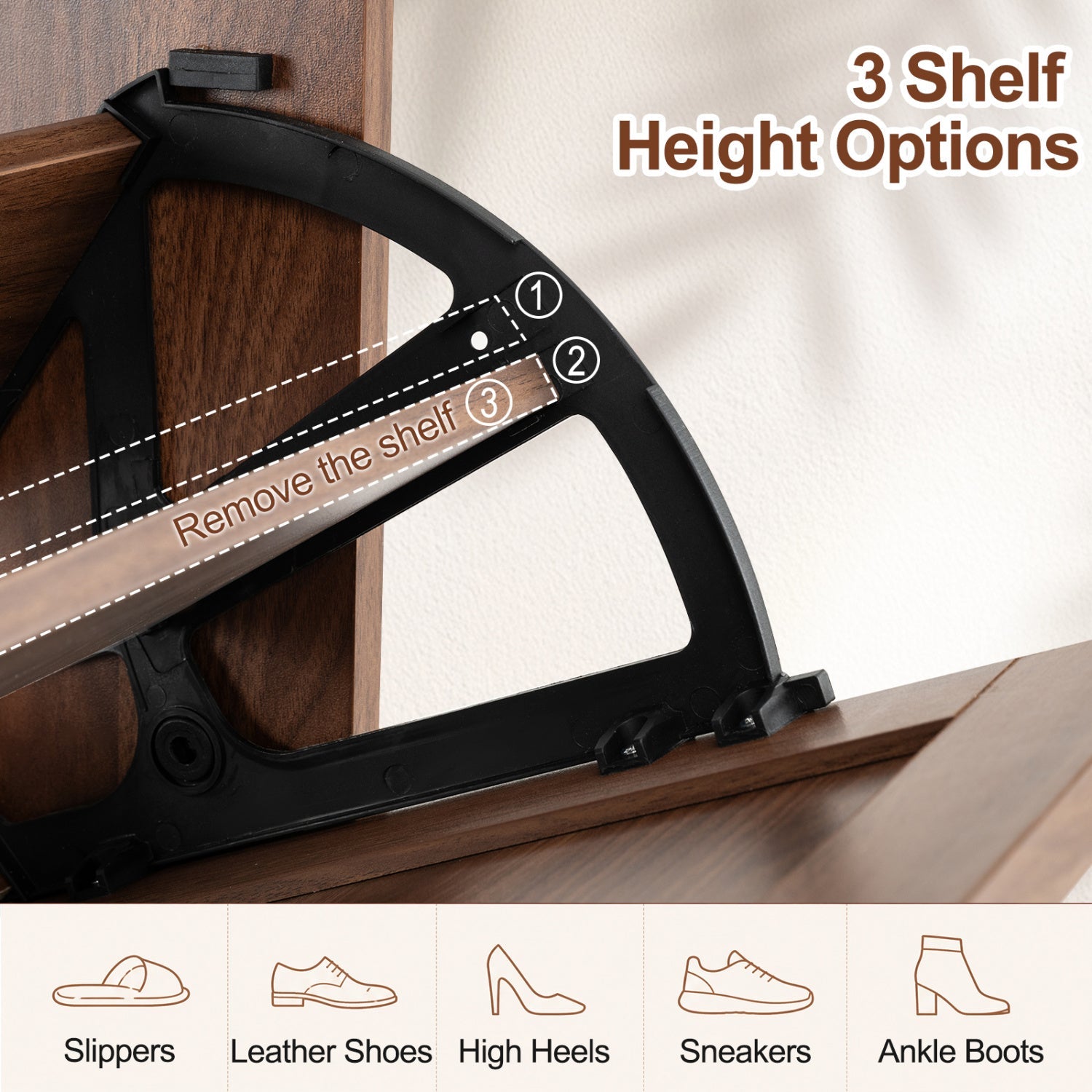 Narrow Shoe Cabinet with Flip Drawers and Adjustable Shelves