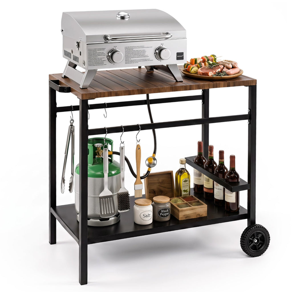 Outdoor Grill Cart with Stainless Steel Top and Storage