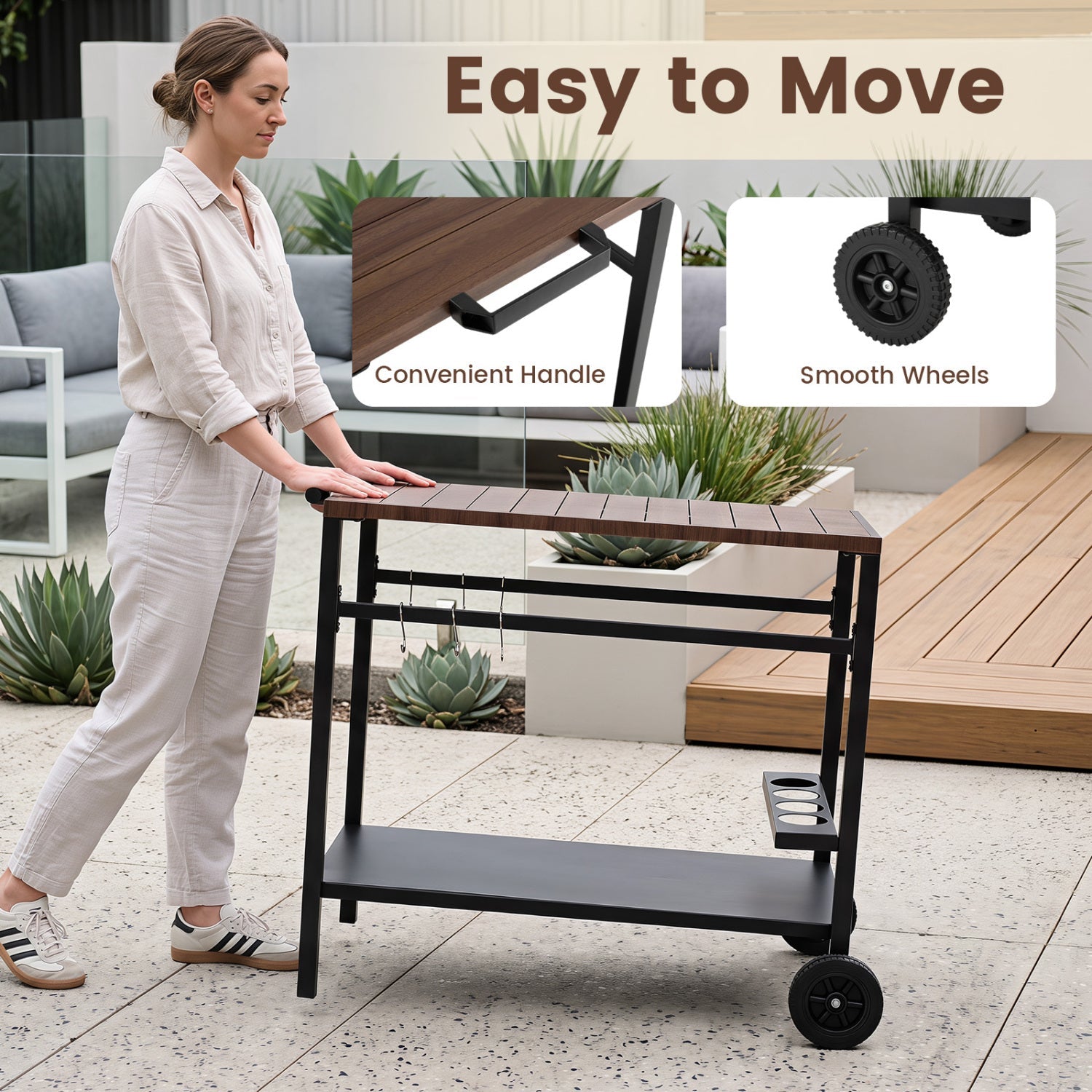 Outdoor Grill Cart with Stainless Steel Top and Storage