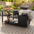 Outdoor Grill Cart with Stainless Steel Tabletop & Cabinet