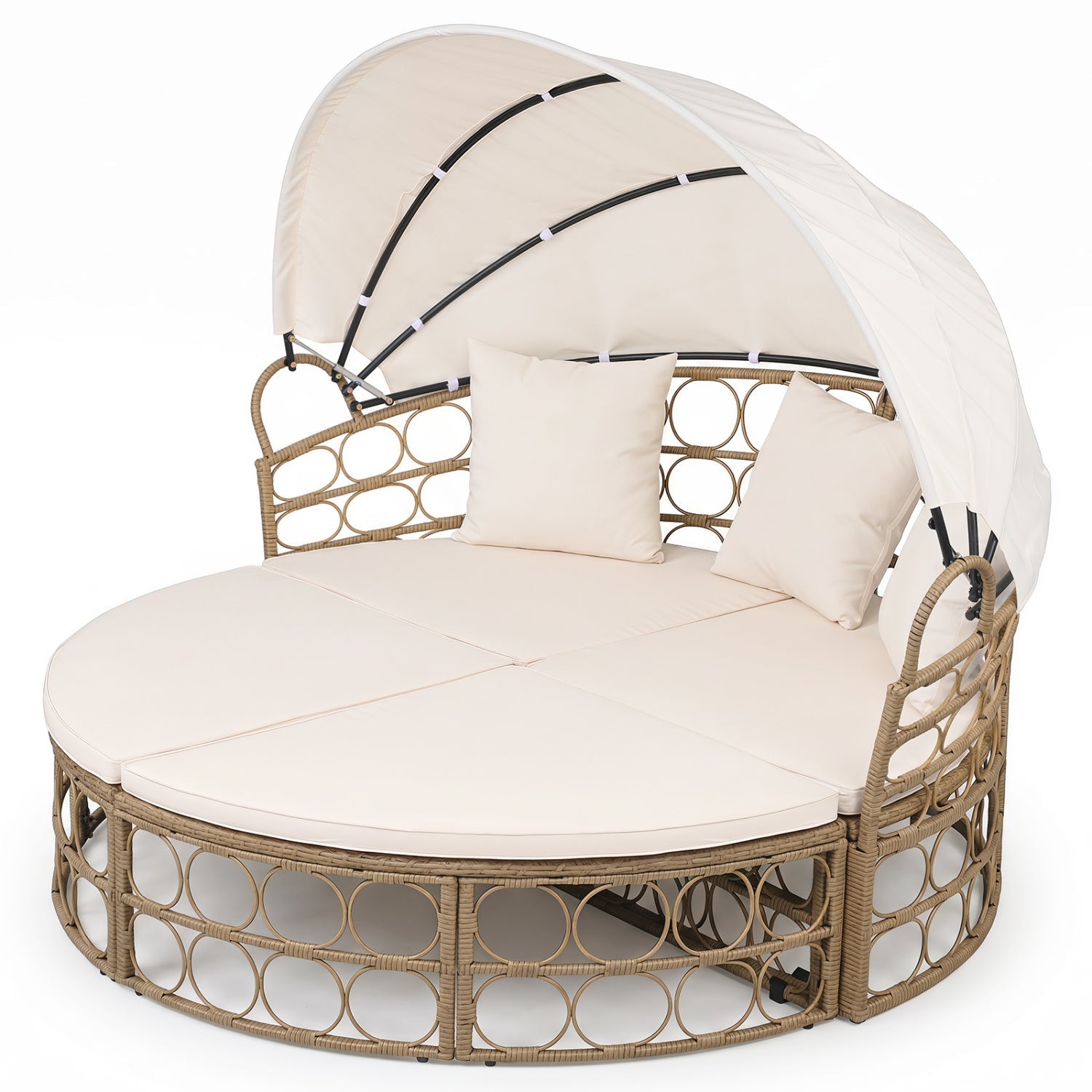 Outdoor Patio Daybed with Retractable Canopy and Cushions