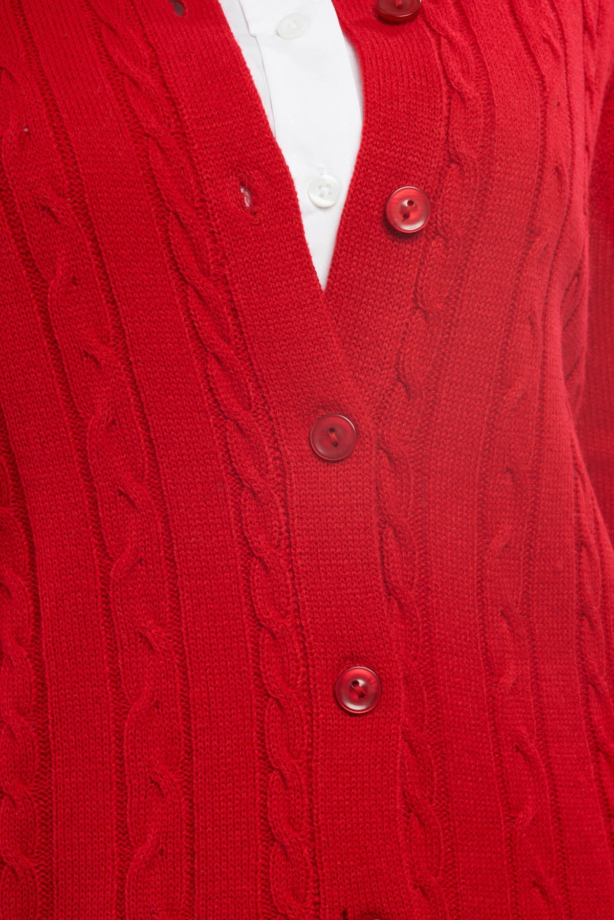 Women's Classic Button Front Cable Knit Cardigan — Soft Acrylic