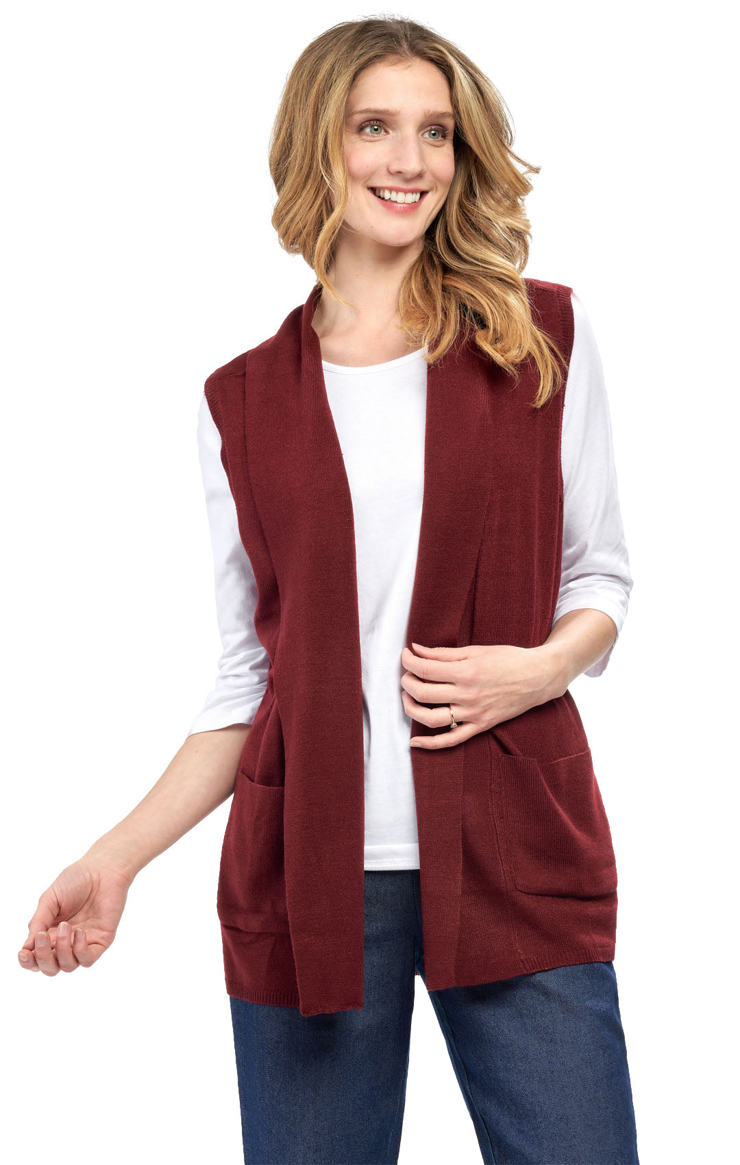 Women's Sleeveless Open Front Shawl Collar Vest — Soft Knit