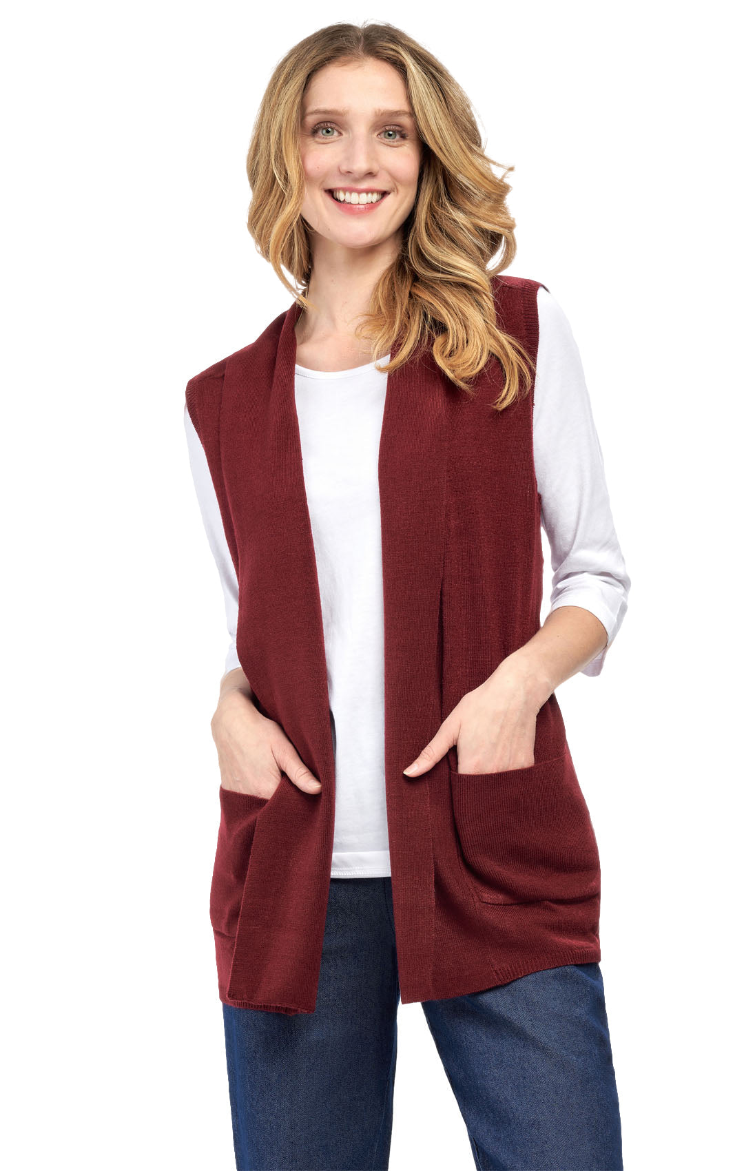 Women's Sleeveless Open Front Shawl Collar Vest — Soft Knit