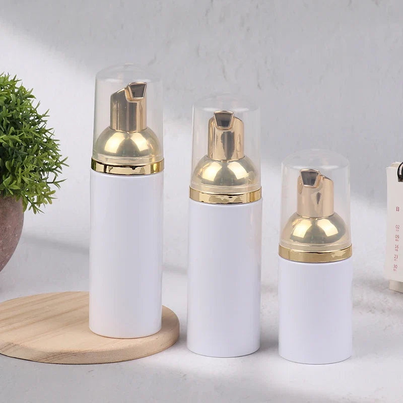 30/50/60ml White Gold Foamer Pump Bottle | Refillable Empty Foaming Soap Dispenser