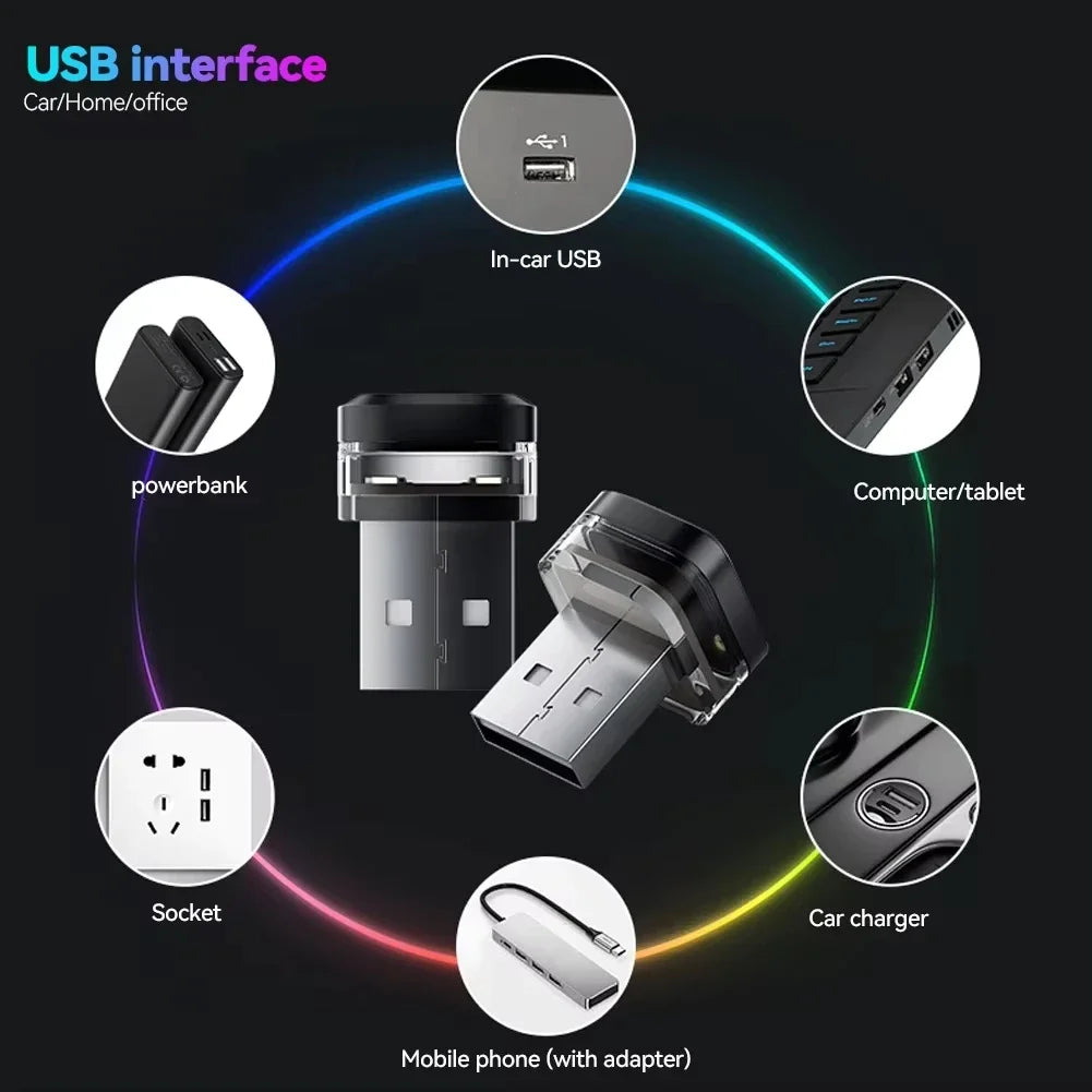 Mini Car USB LED Light | Portable Plug Play Ambient Mood Lamp