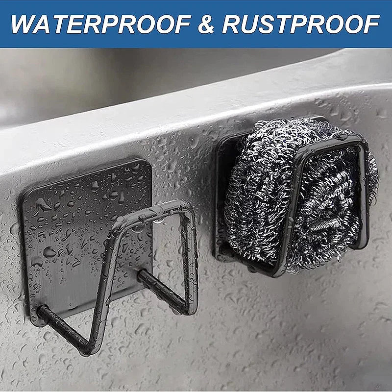 Kitchen Sponge Holder 2-Pack | Wall-Mounted Stainless Steel Dishcloth Rack