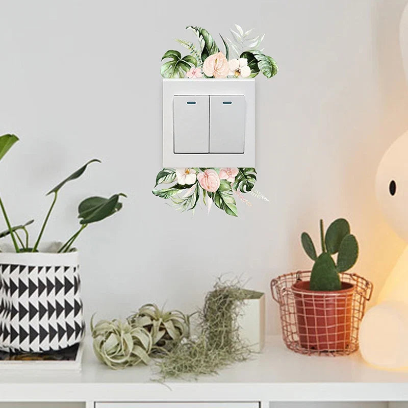 Plant Flower Switch Wall Sticker | Self-Adhesive PVC Wall Decal