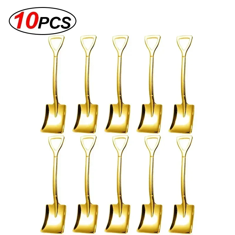 Stainless Steel Dessert Spoon Set | Shaped Spade Scoop for Ice Cream and Fruit