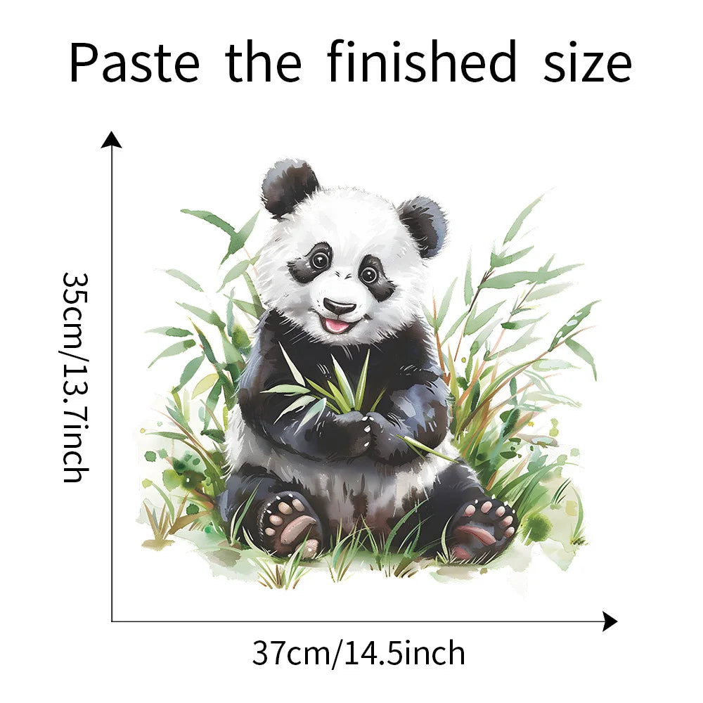 Panda Wall Decal for Kids Room | Cute Bamboo Eating Animal Sticker