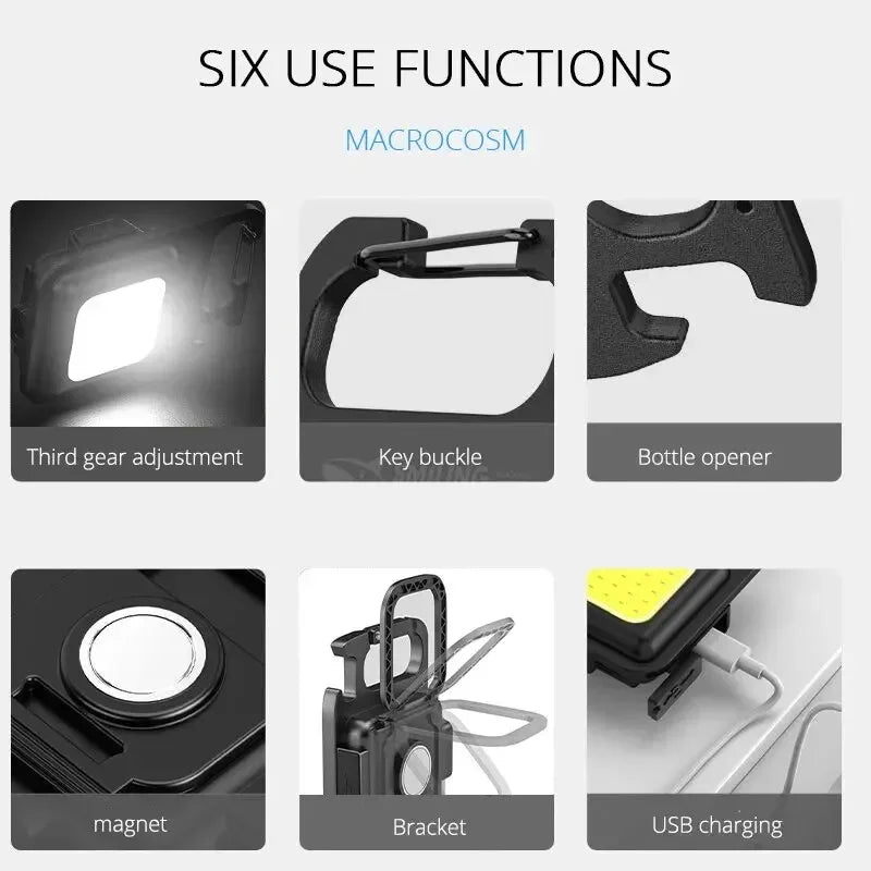 Super Bright MINI COB Keychain Flashlight | Rechargeable LED Camping Light with Magnet