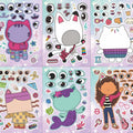 Gabby's Dollhouse Make A Face Puzzle Stickers | 6 Sheets DIY Cartoon Sticker Set