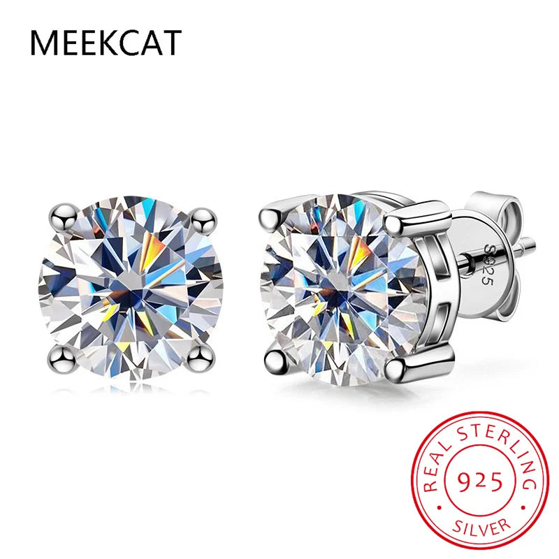 2.0ct Moissanite Stud Earrings for Women | 925 Sterling Silver Lab Grown Diamond Earrings