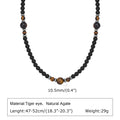 Casual Black Brown Beaded Necklace for Men | Summer Beach Tiger Eye Stone Jewelry
