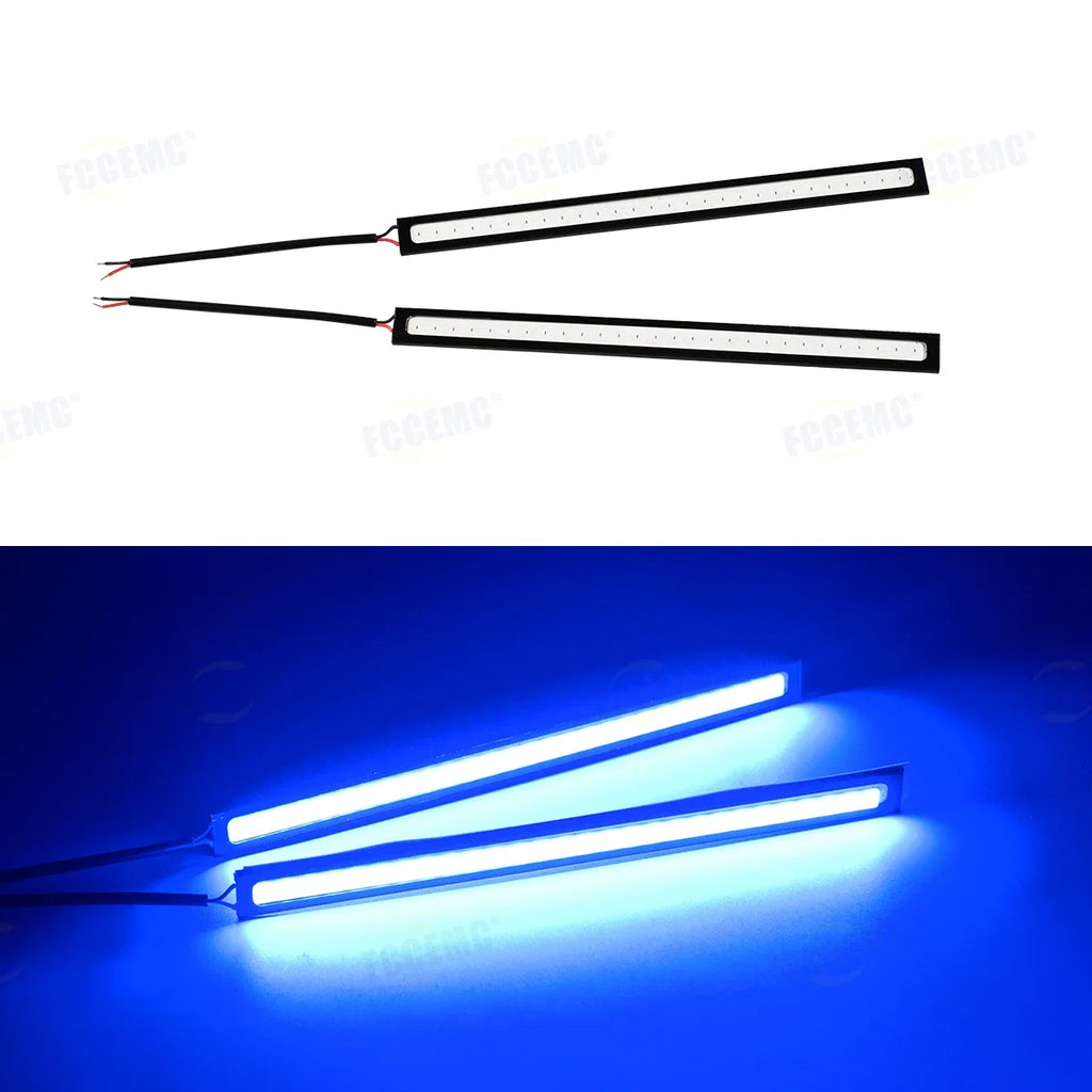 2pcs Ultra Thin Bright LED Car COB Daytime Running Lights | 12V Waterproof Night Lighting Decorative Ambient Lamp Bar