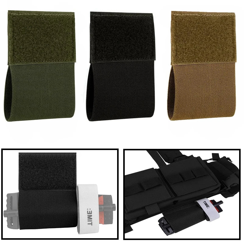 2pcs Elastic Tourniquet Holder with Hook and Loop | Tactical EDC Pouch for Vest Belt and Bag