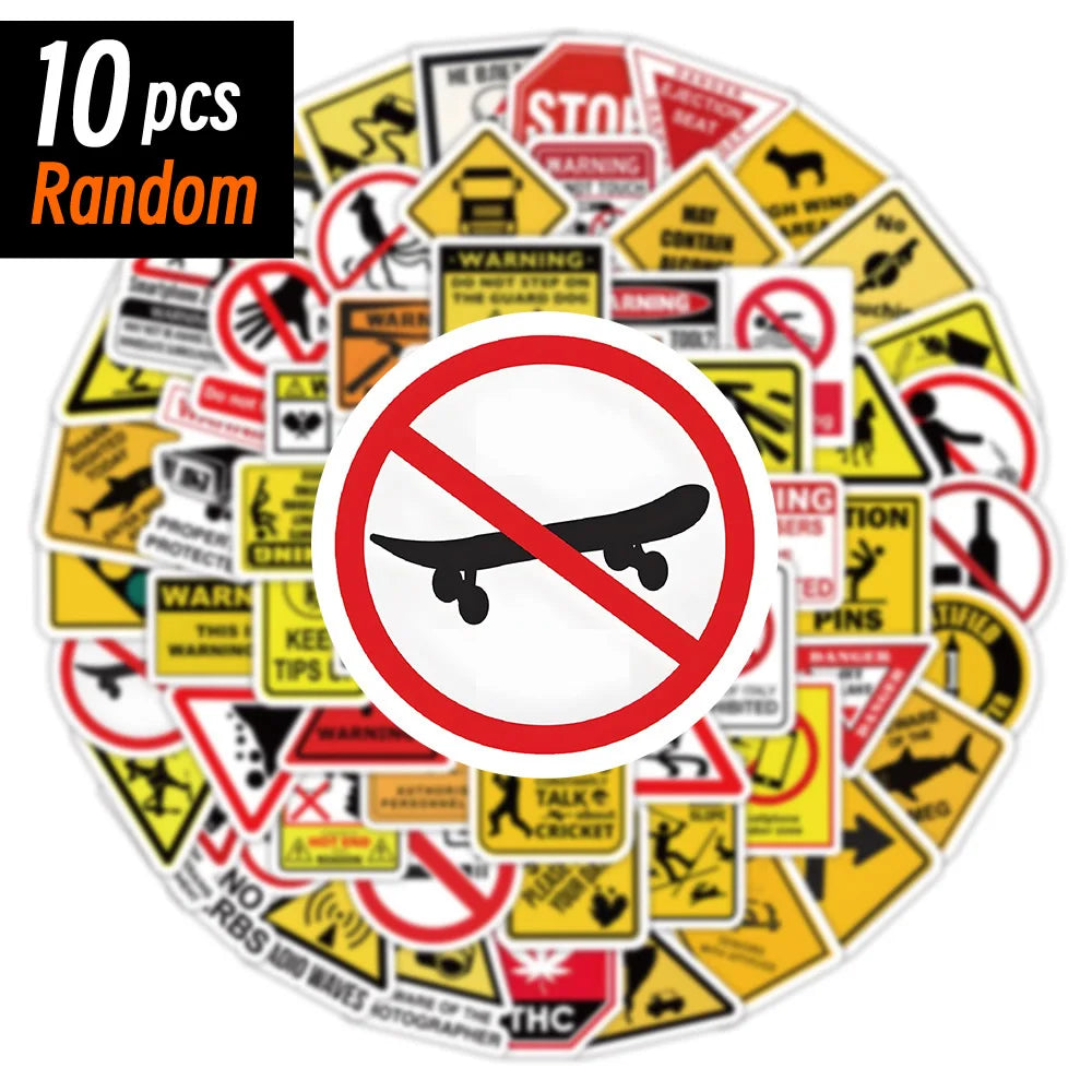 Warning Pattern Sticker Pack | DIY Decals for Skateboards, Laptops, Luggage & More