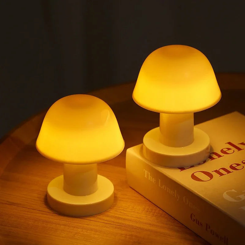 Mini Creative Mushroom LED Night Light | Battery Powered Portable Desktop Sunset Lamp for Home Decor
