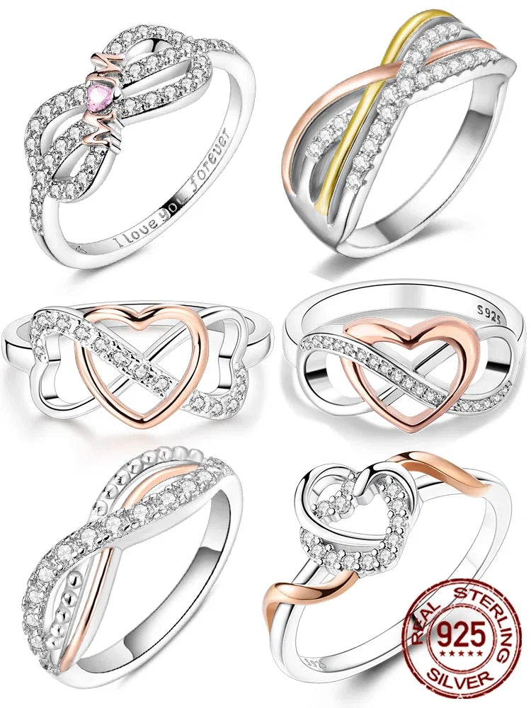 925 Sterling Silver Rose Gold Plated Infinity Heart Ring | Eternal Love Jewelry Gift for Mom