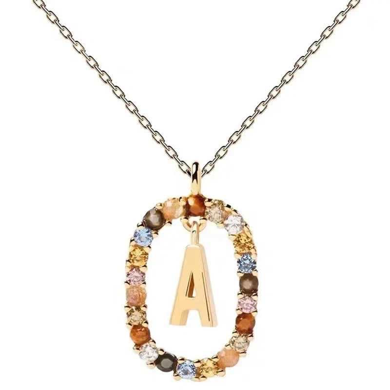 925 Sterling Silver Gold Initial Necklace | Personalized Letter Pendant with Zirconia