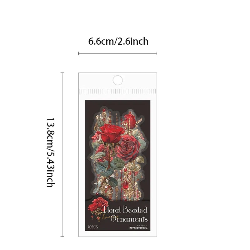 Mr. Paper 3-Pack Floral Bead Vintage PET Stickers | Creative Journaling and Scrapbooking Supplies