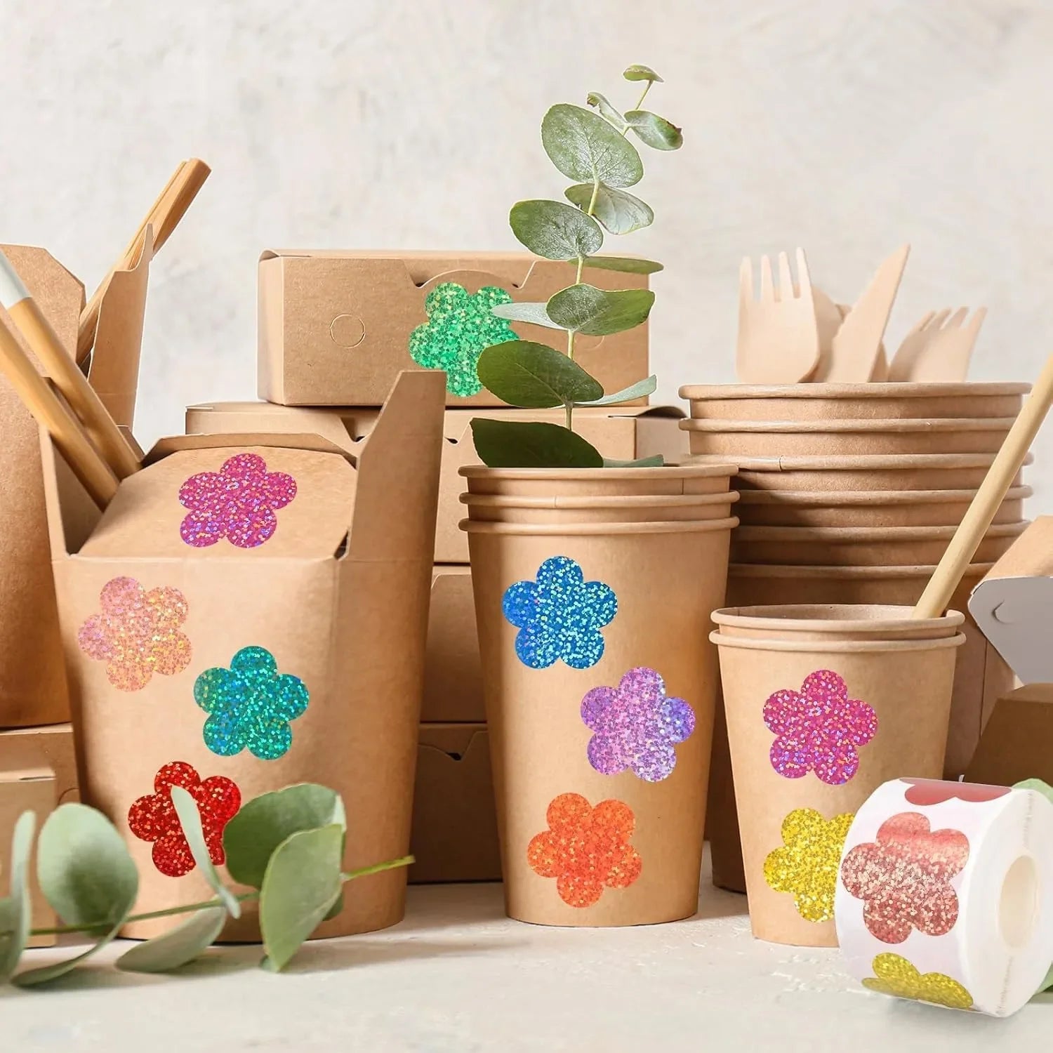 500pcs Laser Flower Sticker Roll | Cute Flower Shape Sealing Stickers for Gift Wrapping and DIY Crafts