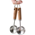 Stainless Steel Measuring Spoon Set | Gold Wood Handle Kitchen Baking Tool