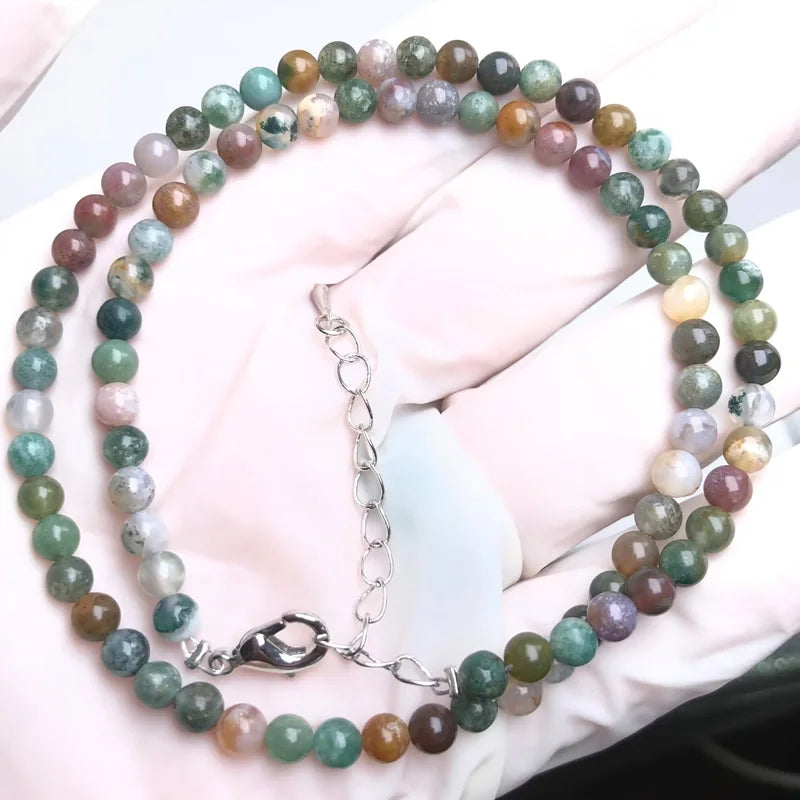 Natural Stone Bead Adjustable Necklace | Agate Opal Tigers Eye Quartz Crystal Jewelry